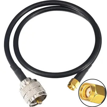 Доставка на 100 бр. по DHL UHF Male PL259 Plug to RP-SMA Male Connector коаксиален адаптер-разклонител 19 инча Изображение