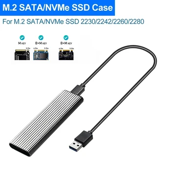 Двухпротоколный корпус SSD M2 NVMe/SATA 10 gbps твърд диск M. 2 NVME NGFF SSD към USB 3.1 Корпус от Type-C-Type-A на твърдия диск M. 2 Изображение