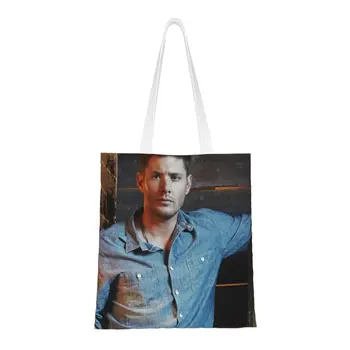 Чанта за покупки от Свръхестественото, телевизионно шоу на рециклиране, дамски Холщовая чанта-тоут през рамо, преносими Чанти за пазаруване в хранителни магазини Dean Winchester Изображение