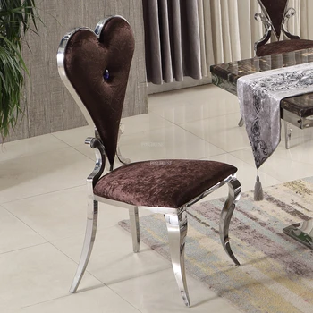 Трапезни столове от неръждаема стомана във формата на сърце, европейската мебели за трапезария, лесен хотелски стол с облегалка, творчески фланелевый трапезария стол Изображение
