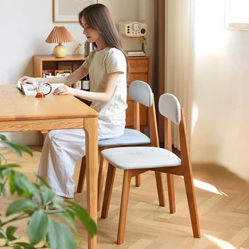 Мебели за дома, прости трапезни столове с облегалка, с кухненски стол с рамка от масивна дървесина, мека чанта, подложка, компютърен стол, здравословен екологичен Изображение