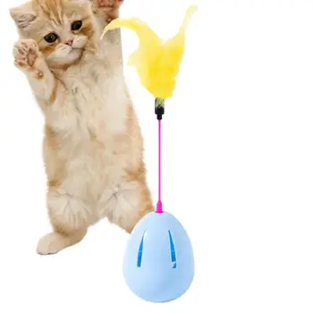 Играчка от котешки пера с голям яйцевидным дъното, забавна Интерактивна играчка-пръчка за коте, Аксесоари за игри на закрито Изображение