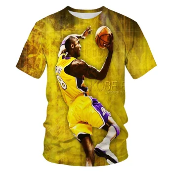 Kruleepo/2023 Лятна детска тениска с баскетболна звезда за момчета, Фланелки, блузи с къс ръкав и 3D принтом, тениска, памучен облекло Изображение