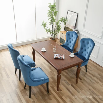 Европейският дървен кухненски стол за хранене, за малък апартамент, хол, спалня, стол с облегалка, Ресторант, Хотел, Балкон, Столове за почивка Изображение