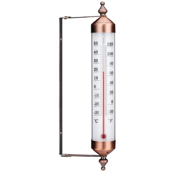 Градински термометър, монтиран на стената lcd термометър с бронзов дизайн, стилни градински термометър, подходящ за градински стени, оранжерии, гараж, Ea Изображение