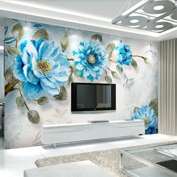 Потребителски тапети 3d стенопис модерна минималистичная ръчно рисувани с маслени бои цвете божур 5d декорация на стените в европейски стил живопис 8d Изображение