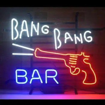 Изработени по поръчка от стъкло неонова светлинна табела бира на бара Bang Bang Bar Изображение