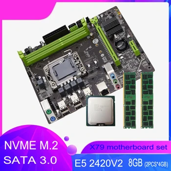 Qiyida X79 Комплект дънната платка LGA 1356 E5 2420V2 процесор 2 бр. x 4 GB = 8 GB DDR3 1333 Mhz 10600R NVME m.2 памет, sata 3,0 Изображение