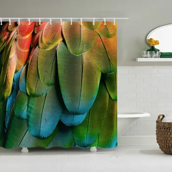 3D цветни завеси за душ с пера на Пауна Модни Завеси за баня и Комплекти за баня декор издръжлив Полиестерен плат Изображение