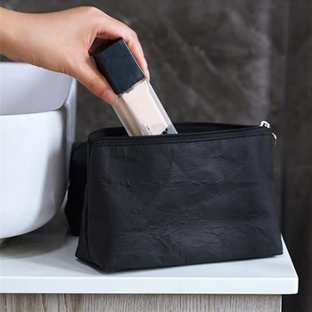 Проста хартиена косметичка DuPont с цип, преносими водоустойчива чанта за съхранение на тоалетни принадлежности, Органайзер за пътуване с Голям капацитет Изображение