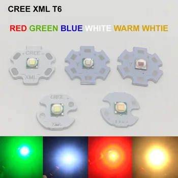 1БР CREE XML XML-T6 LED U2 10 W Студен Бял Топъл Бял Син Червен Зелен UV-led Емитер с 12 мм и 14 мм и 16 мм и 20 мм на печатна платка за направи си САМ Изображение