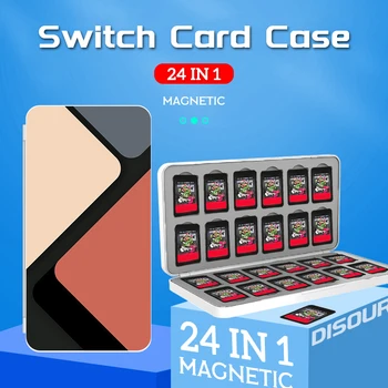 DISOUR за Nintendo Switch Card Case 24 в 1 Детска Магнитна Кутия за NS OLED LITE Кутия За Съхранение на Твърд Калъф Притежателя на Ключа Аксесоари Изображение