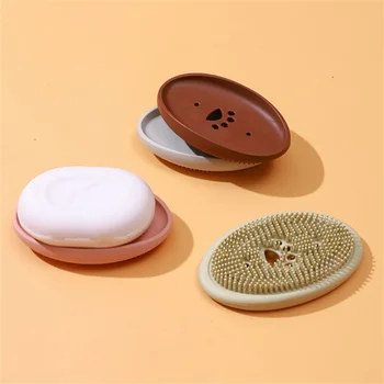 Кутия за сапун с покритие от висококачествен полипропилен материал, дизайн интимно тоалетна дупки, двуслойни дренаж Не травмирует ръце, кутия за сапун Изображение
