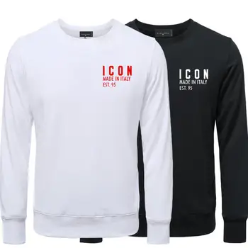ICON модерен Мъжки пуловер с кръгло деколте и писмото принтом, спортни дрехи, ежедневни топ IC-WY2192 Изображение