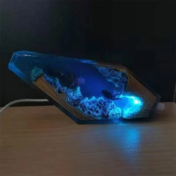 Творчески Водолаз Акула Нощен Светлината на Синята Лампа Горбатый Домашен Маса Настолна Смола USB Украса за Китовете Лампа Украса Лампа N8Z1 Изображение