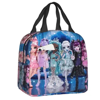 Чанта за обяд Rainbow High Dolls, аниме, термоохладитель, изолиран обяд-бокс за жени, училищна чанта за пикник чанта за хранене Изображение