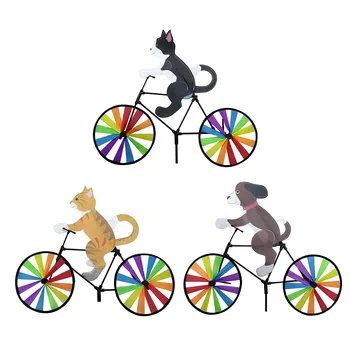 Котка Куче на велосипед, Вятърна мелница, 3D Животно, Велосипед, фабрика, вихрушка, Градински градински, декоративни джаджи, Играчки за деца на открито Изображение