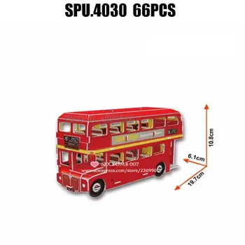 66 бр. мини-автобуси, Великобритания, Лондон, двуетажни автобуси, 3D пъзел, книжен модел играчки Изображение
