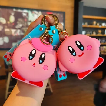 Силиконовата скъпа чанта-играчка Kawaii Аниме Star Kirby с герои от анимационни филми, мини-портфейл за монети, ключодържател за момичета, подарък за рожден Ден Изображение