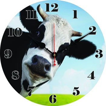 Стенен часовник за млечни крави, хол, спалня, Кръгли Тихи Часове, трапезария, Украсата на офиса, Часовници, окачени навеси, арт декор Изображение