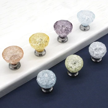 Прозрачен кристален акрил дръжка цветни скок износ, търговия с дръжки на шкафове за шкафове с една дупка в стил n с кристал дръжка Изображение