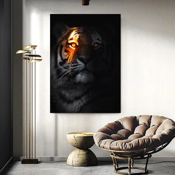 Царят на животните Тигър Печат на плакати върху платно Стенно Изкуство за Хола Поп-Арт Декорация на дома, Бескаркасная Живопис Изображение