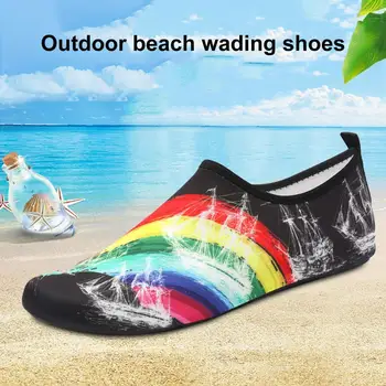 1 чифт дамски и мъжки водна обувки, бързо съхнещи здрави памучни маратонки за водни спортове, плаж-чорапи за плуване на открито Изображение