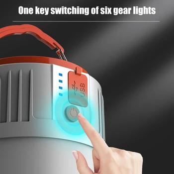 Led лампа за къмпинг, слънчева USB-зарядно устройство ще захранване на лампа с плетене на една кука, дистанционно управление за спиране на тока, нощни пазари, аварийно осветление Изображение