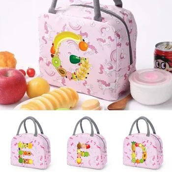 Случайна чанта за обяд, чанта-хладилник с цип, термосумка, обяд-бокс, Нов плодов платно с надпис, храна, пътуване, пикник, къмпинг, за работа, чанта Изображение