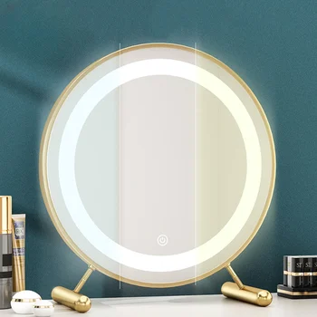 Led Огледало за грим, кръгло Огледало за душата, Естетичен Дизайн на Спални за момичета, произведения на огледалото, акрилни украса за стаите в дома JW50JZ Изображение