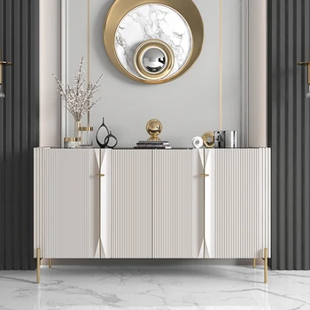 Лесен луксозни домакински шкаф Проста модерна рок-панел Шкаф за съхранение и декориране на всекидневната в италиански стил Изображение