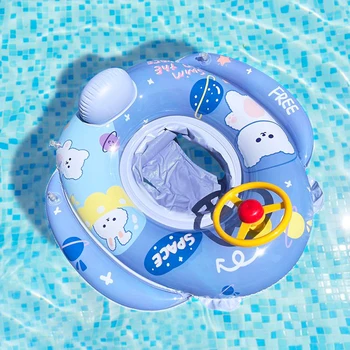 Аксесоари за гмуркане с поплавъка, надувное детско пръстен за плуване, детски Кръг, мультяшные плаващи гумени звукови играчки за басейн с кормилното управление Изображение