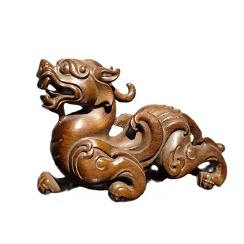 китайска дървена статуя на дракон, дърворезба, античен декор на масата, скулптури от чемшир Изображение