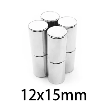 12x15 мм, супер мощен Силни магнитни магнити, Постоянни неодимови магнити, 12 mm x 15 mm, Малка кръгла с магнит Изображение