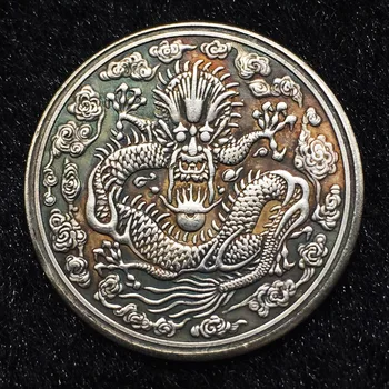 Китайски талисман дракон монета летящ дракон Истинска Златна Сребърна Монета вълшебни Монети Художествена Колекция monedas Весела Коледа Подарък Маска 029 Изображение