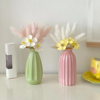 Керамична ваза в скандинавски стил, интериор на маса в стая, ваза, за засаждане на цветя, подарък за рожден Ден, модерна керамична ваза, украса за дома Изображение