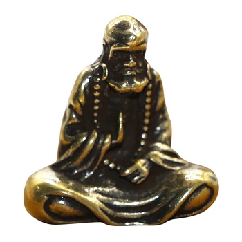 Ретро Латунная мини-статуетка на Буда Дхарма, статуетки Майстор Бодхидхармы, маса украса, Ръчно изработени подаръци, миниатюри Изображение