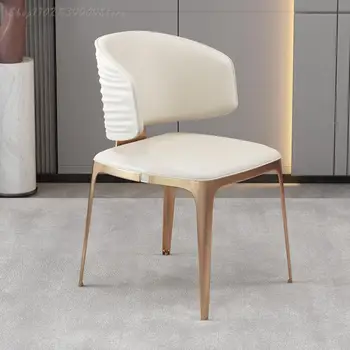 Бели сватбени трапезни столове за дневна, луксозен модерен ресторант, парти, дизайнерски кожен стол за релакс, мебели Nordic Sillas Изображение