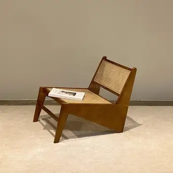 Скандинавски единична диван-стол от ратан, стол за почивка на лениво Балкона, Дизайнерско Съвременно минималистичное стол с възможност за сгъване на облегалката Изображение