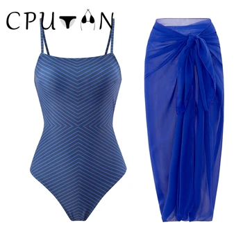 CPUTAN 2023, секси цял бански, дамски поли, плажна рокля, ретро шарени бански костюм, бразилски монокини Изображение