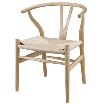 Дървена костен стол Hans Wegner, Y-образен стол Мебели за трапезария от масив ДЪБ с Луксозна маса за Хранене, стол, Стол с Класически дизайн Изображение