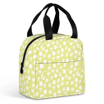 Чанта за обяд с индивидуален дизайн за жени с принтом зелени плодове Преносима чанта за обяд за пикник, пътуване, кутия за закуска, офис работа, училище Изображение