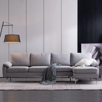Диван от плащаницата, секционни диван, диван за хол, с метални крака, Вътрешен модулен диван L-образна/U-образна форма, диван-канапе Изображение
