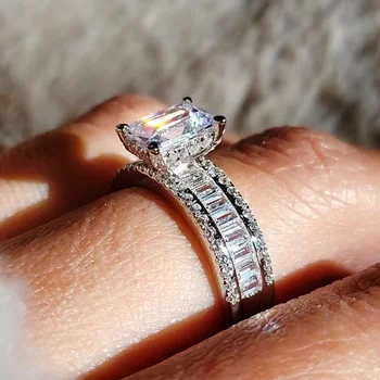 CAOSHI стилно предложение, ослепително циркониевое пръстен на пръста си, за жени, модни сватбени аксесоари за младоженци, модерни съвременни бижута Изображение