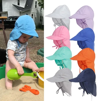Летни Детски шапки-кофи UPF50 + защита от ултравиолетови лъчи, детски слънчеви шапки с широка периферия, градинска и плажна шапка, бързосъхнеща от слънцето Изображение