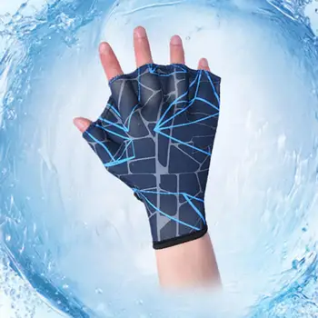 1 чифт модни ръкавици за тренировки по плуване от мека тъкан, сгъваема мини ръкавици за тренировки по плуване с перепонками за пръсти, гребло Изображение