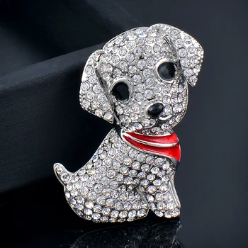 SINLEERY красиви кристални брошки във формата на кучета, женски игли, сватбени аксесоари, модни бижута Изображение