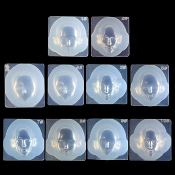 3D Форма от UV-кристали от Епоксидна смола с Човешко Лице, Форма за Ароматния Восък, Гипсова Свещ, Форма За Сапун Изображение