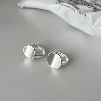 Нови модни обеци-халки от сребро 925 проба за жени, обеци от полиран метал, геометрична Простота, дизайн, верижка, бижута във формата на кръг Изображение