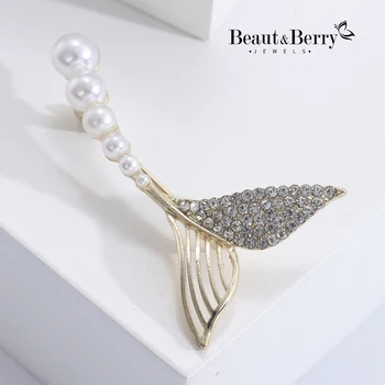 Брошка Beauty & Berry с перлата на риба опашка за жени, висококачествена и устойчива на плъзгане обтегач, нишевый дизайн, мрежести червени аксесоари за дрехи Изображение